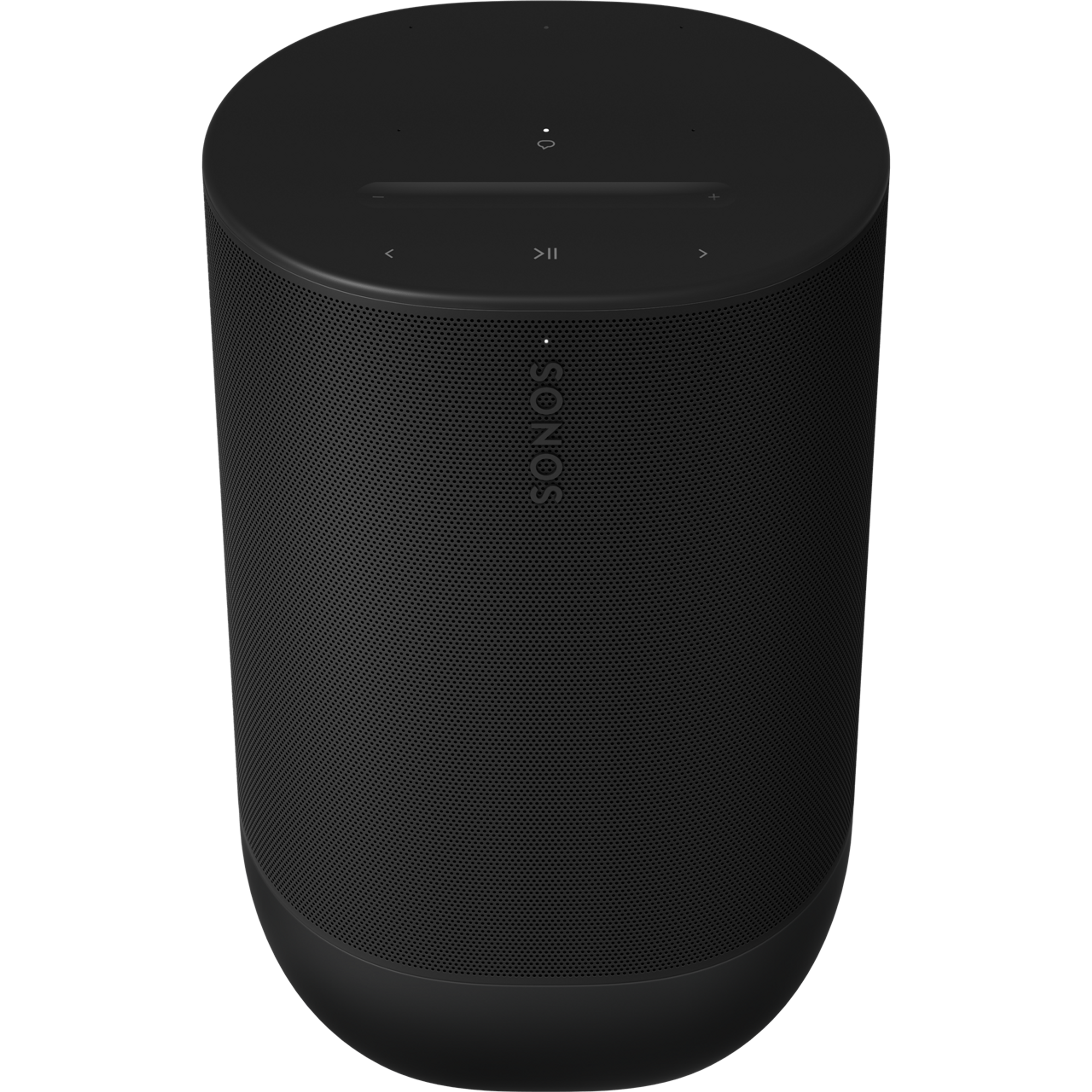 Image of the front and top of a black Sonos Move 2 facing down at an angle