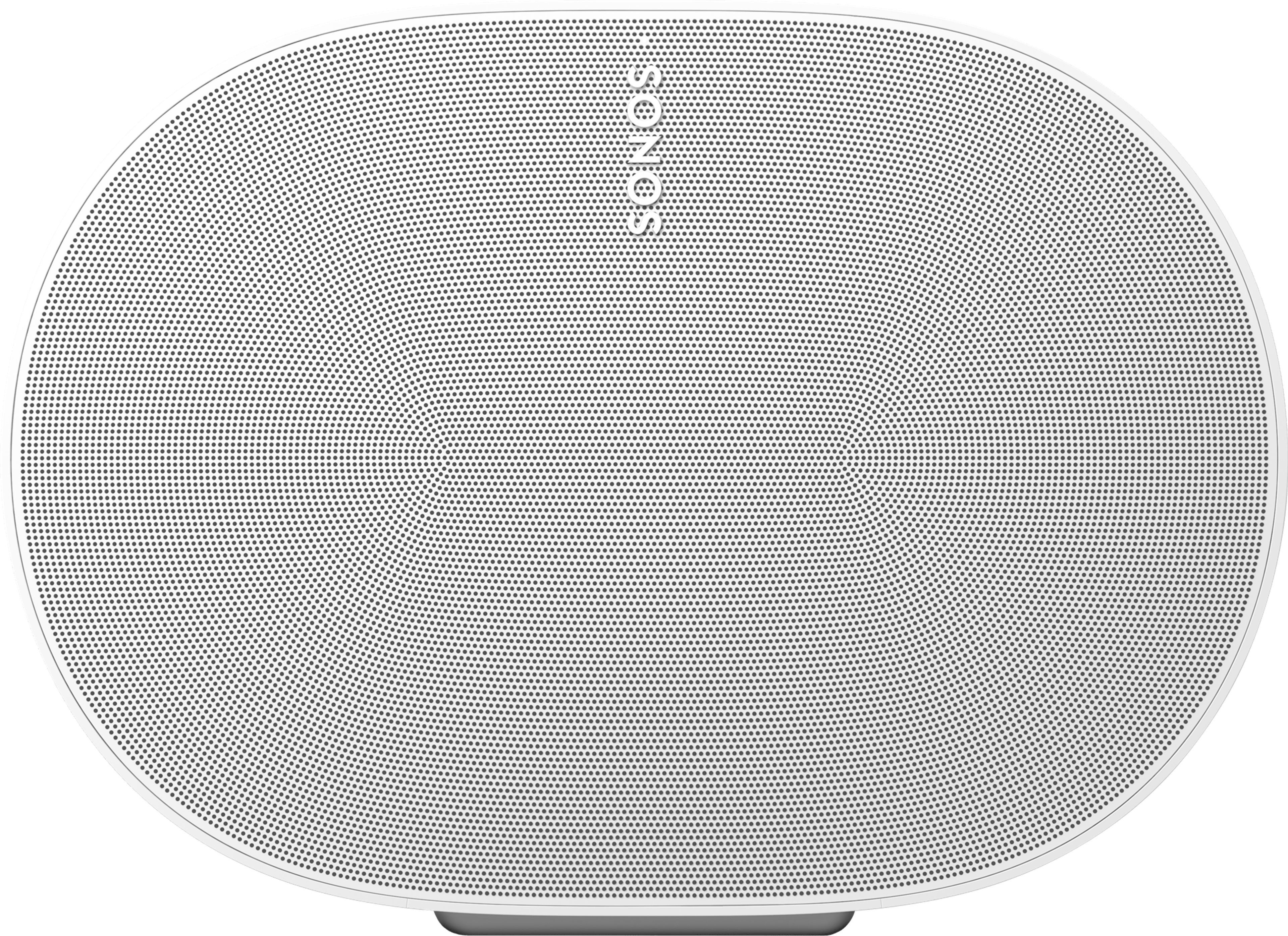 Gros plan sur la face avant d'une enceinte Sonos Era 300 blanche
