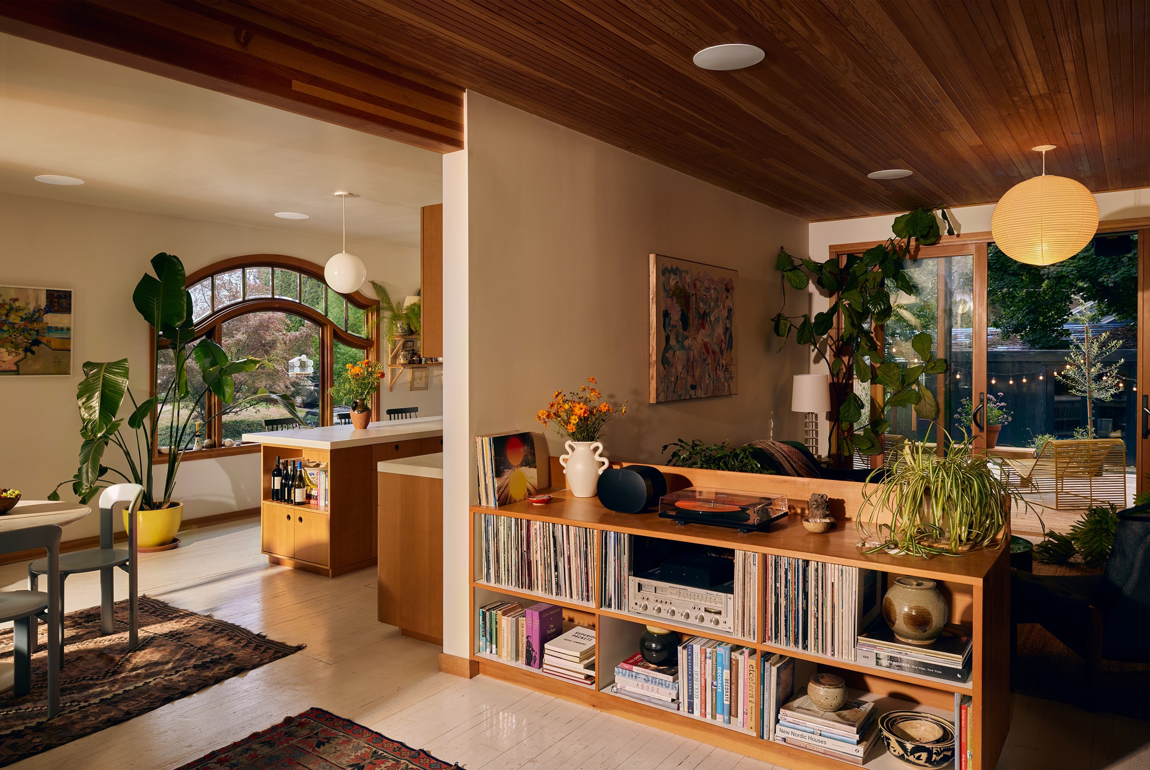 Sonance in-ceiling speakers installed in living room and kitchen